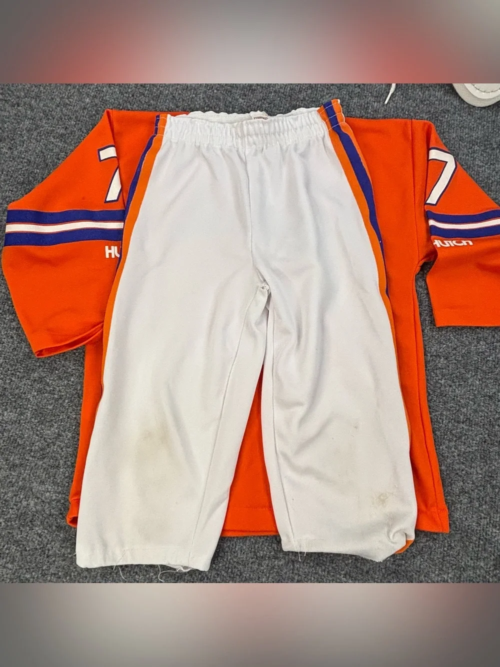 Vintage Hutch Denver Broncos Youth Uniform Set #7 John Elway Helmet Pads Med USA